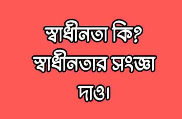 স্বাধীনতা কি, স্বাধীনতার সংজ্ঞা দাও