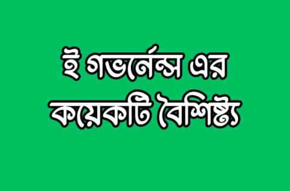 ই গভর্নেন্স এর কয়েকটি বৈশিষ্ট্য